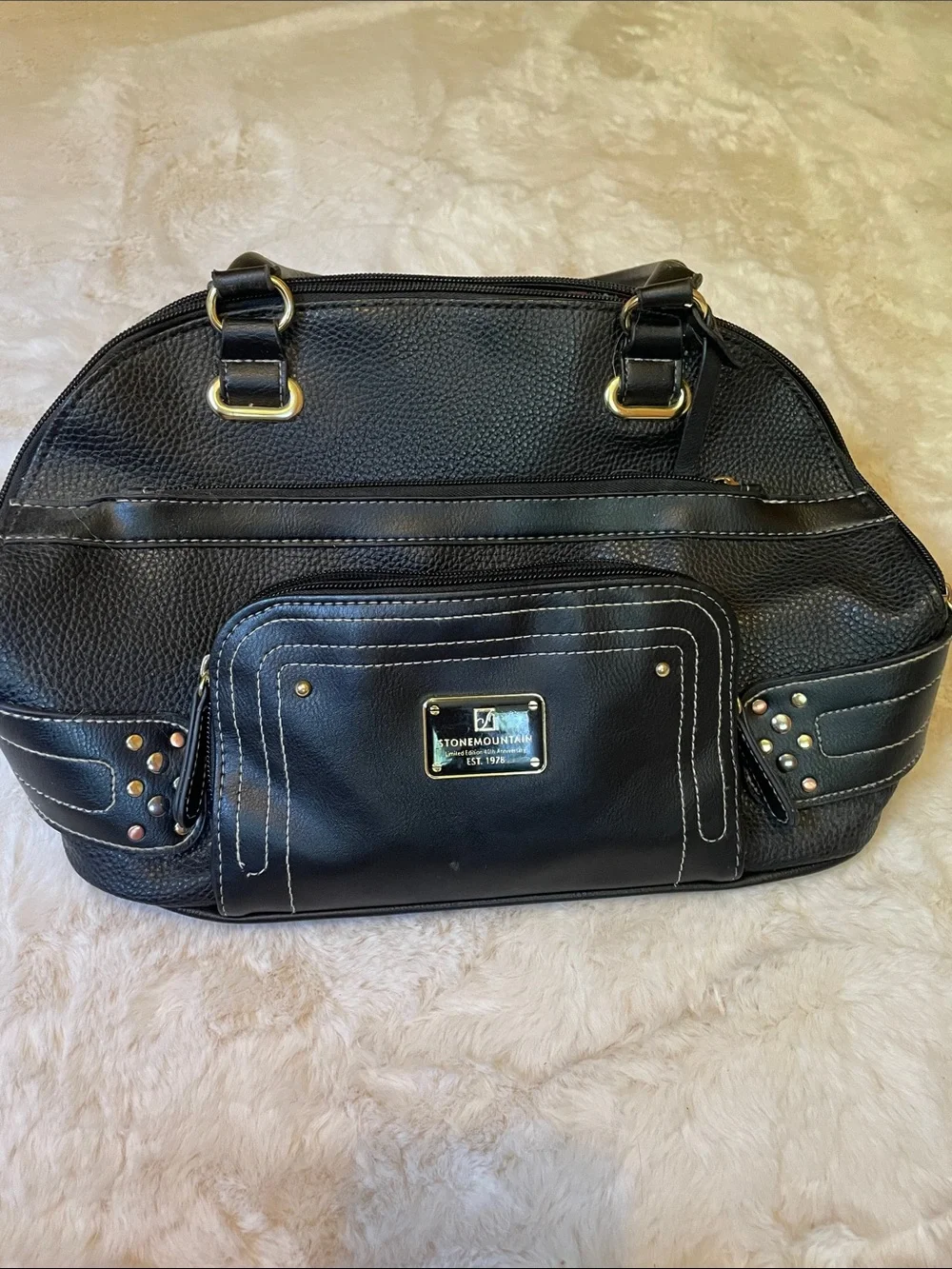 Stone Mountain Accessories Black Shoulder Bag with Gold Hardware
